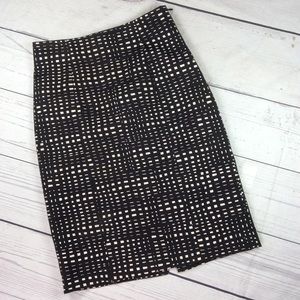 Theory Womens Checkered Below The Knee Pencil Skirt Size 4 Black White
